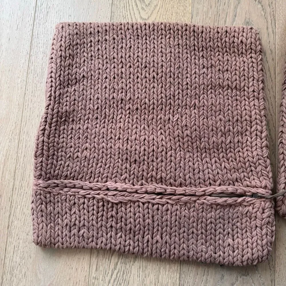 Pottery Barn Bayside Stitch Mauve Pink Heavyweight Knit Pillow Cover 20” X 20”